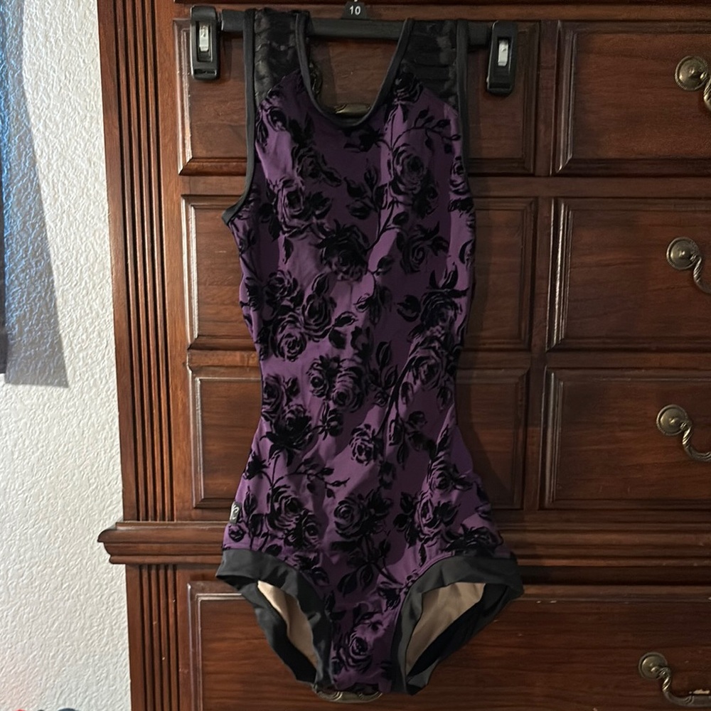 Floral Purple and Black Women's Bodysuit